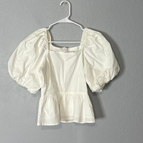 Rachel Parcell Puff Sleeve Peplum Top Women’s Blouse Size 0 - Picture 1 of 7